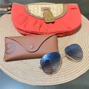 Ray-Ban aviator Sunglasses and Brown Case with summer Nine West vacation purse